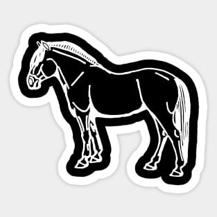 white horse line art Sticker